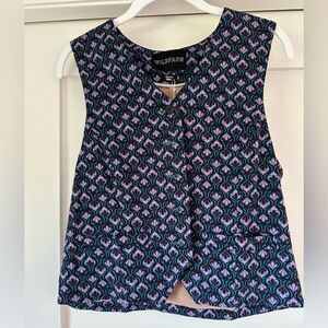 Wildfang Black and Pink Patterned Vest